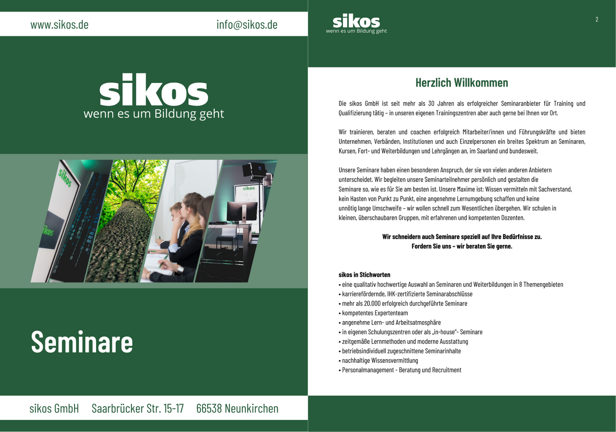 Das neue Seminarheft ist da! Das Angebot der sikos GmbH finden Sie jetzt in der übersichtlichen Broschüre - auch als Druck verfügbar!
