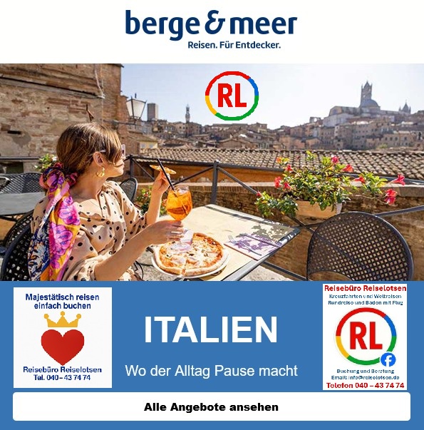 Urlaub in Italien 2026 - Kleingruppen Reise-Deals von Berge & Meer - jetzt Rundreise Italien im Reisebüro Reiselotsen HafenCity zu buchen