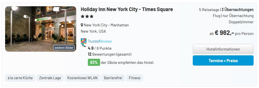 gute Hotels in New York Manhattan buchen, hier Hotel-Empfehlung Millenium Hilton New York Downtown mit Flug buchen