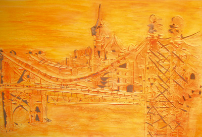  Brooklyn Bridge 50x70 Spachteltechnik auf Leinwand