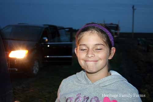 Maddie helps with harvest