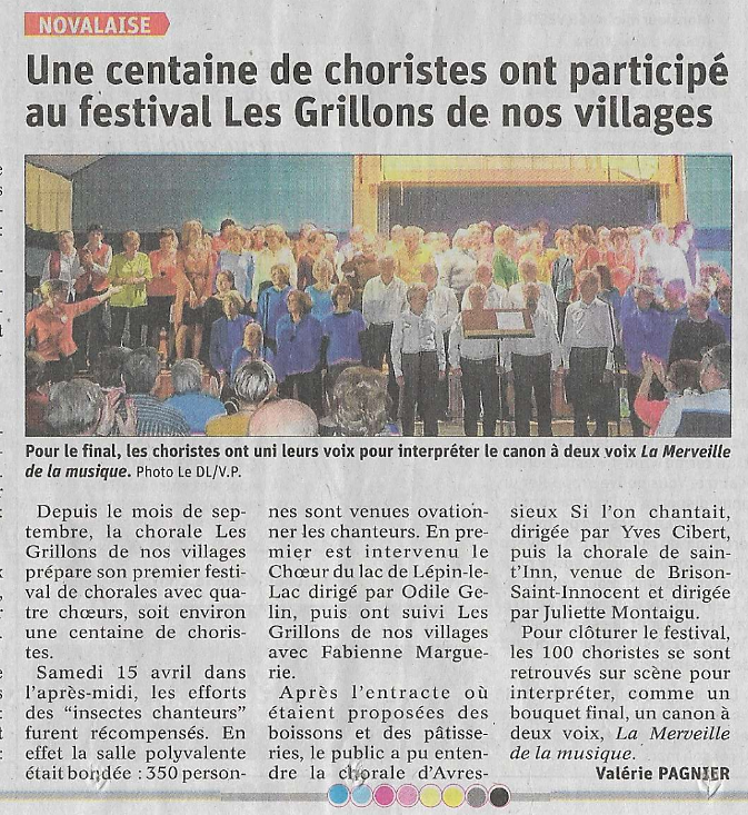 Le Dauphiné Libéré relate le succès de notre 1er Festival