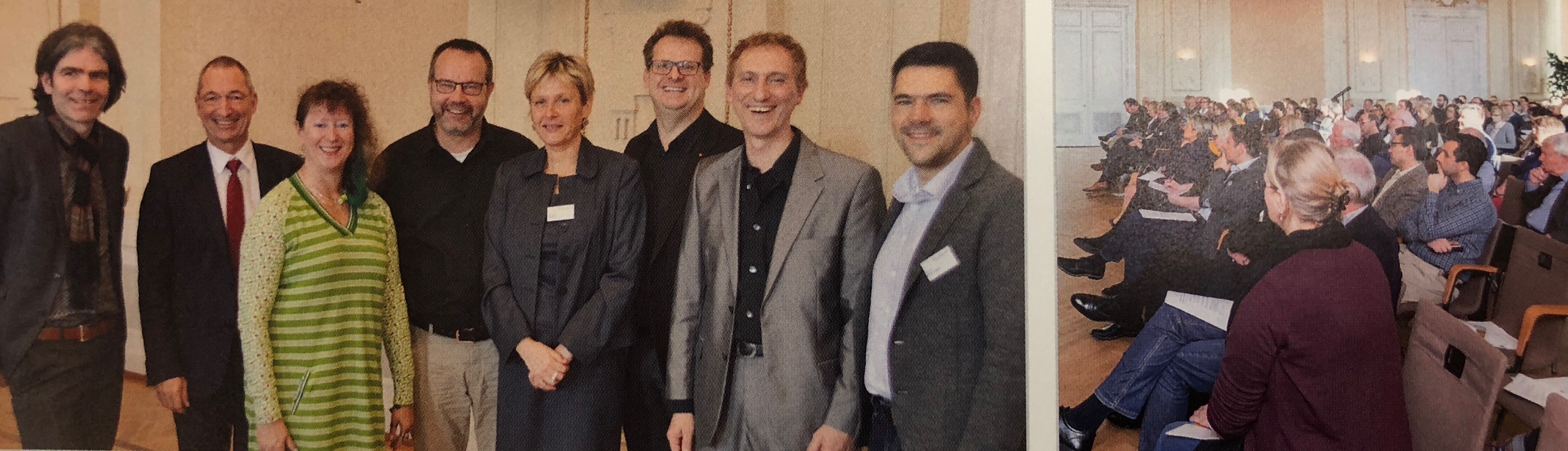 Stefan Rieker, Wilfried Theißen, Staatssekretärin Andrea Milz, Patrik Maas, Katahrina Benner, Dr. Stefan Sandbrink, Jörg Brökel, Prof. Dr. Michael Vilain (v.li.) | Foto © Der Paritätische NRW