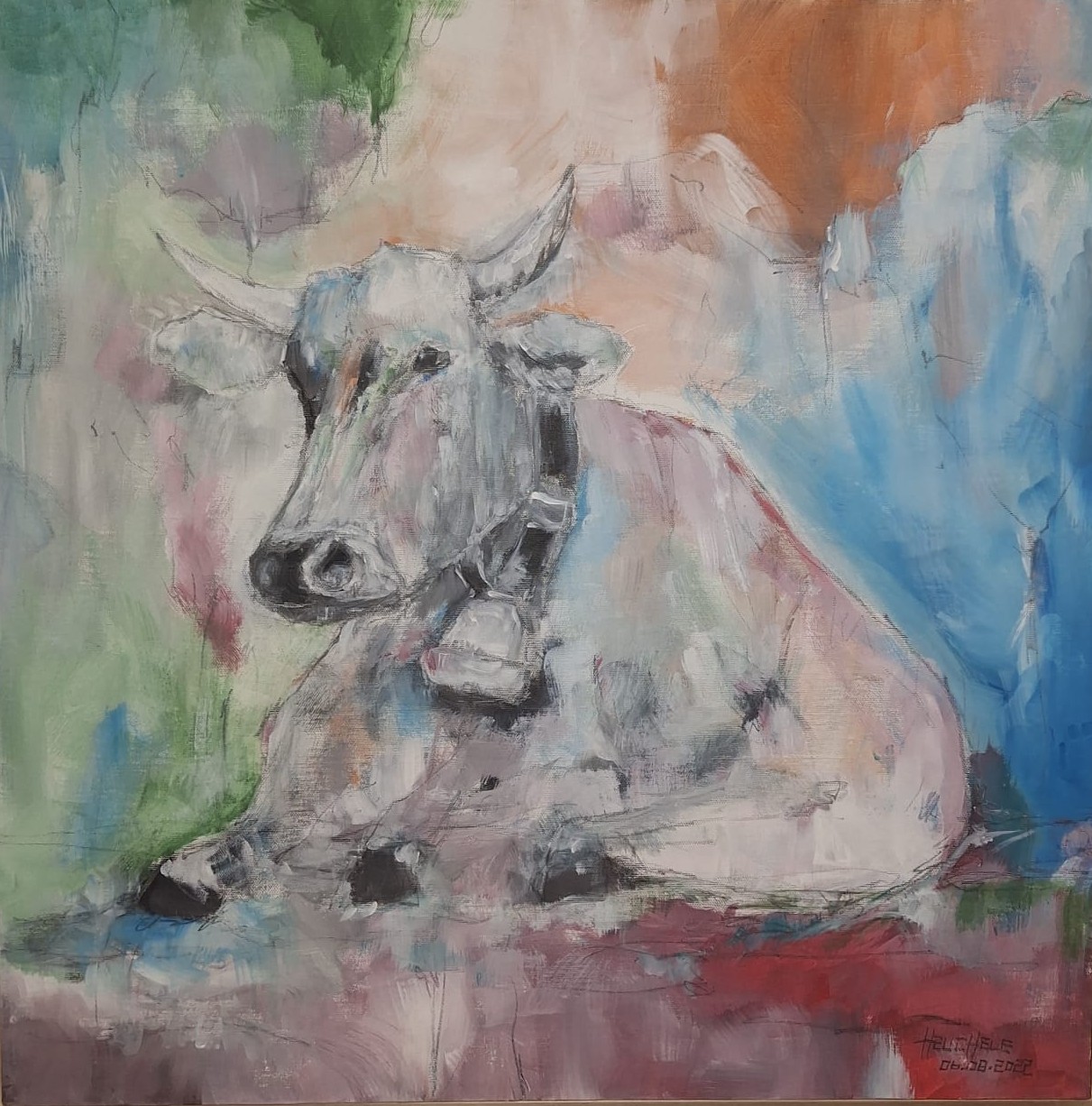 Liegende Kuh 60 x 60