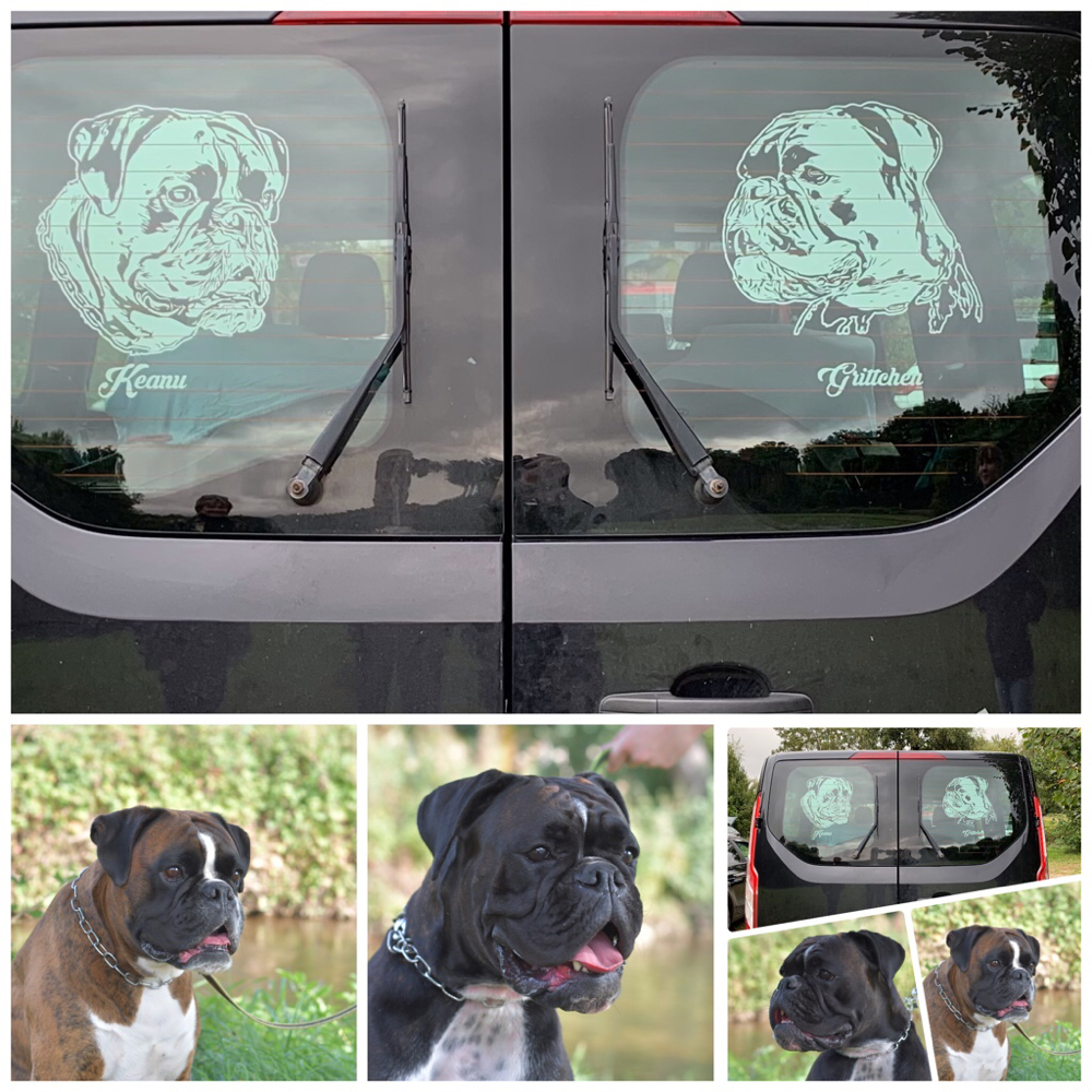 Autoaufkleber nach Vorlage/Foto des Hundebesitzers (wetterbeständige Vinylfolie)