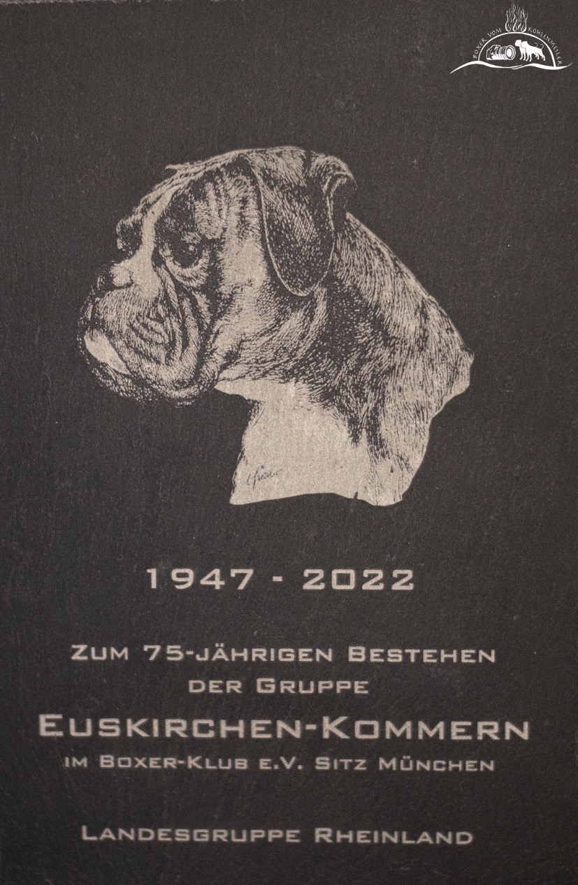 Erinnerungsgabe Landesgruppe Rheinland (nach Vorlage) mit Schriftzug auf Schieferplatte rechteckig (30 x 20 cm)