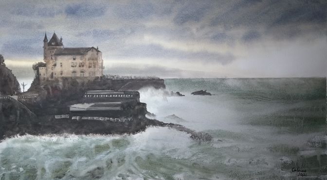 Tempête à la vila Belza. 40 x 76 cm (Private collection, reproduction available)