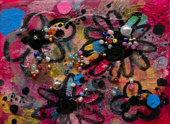 four flowers    100㎜×750㎜　　mixed media