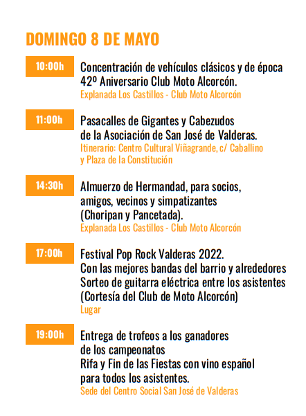 Programa de las Fiestas de San Jose de Valderas en Alcorcon