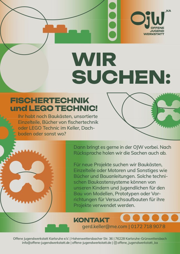 Wir suchen fischertechnik und LEGO Technic
