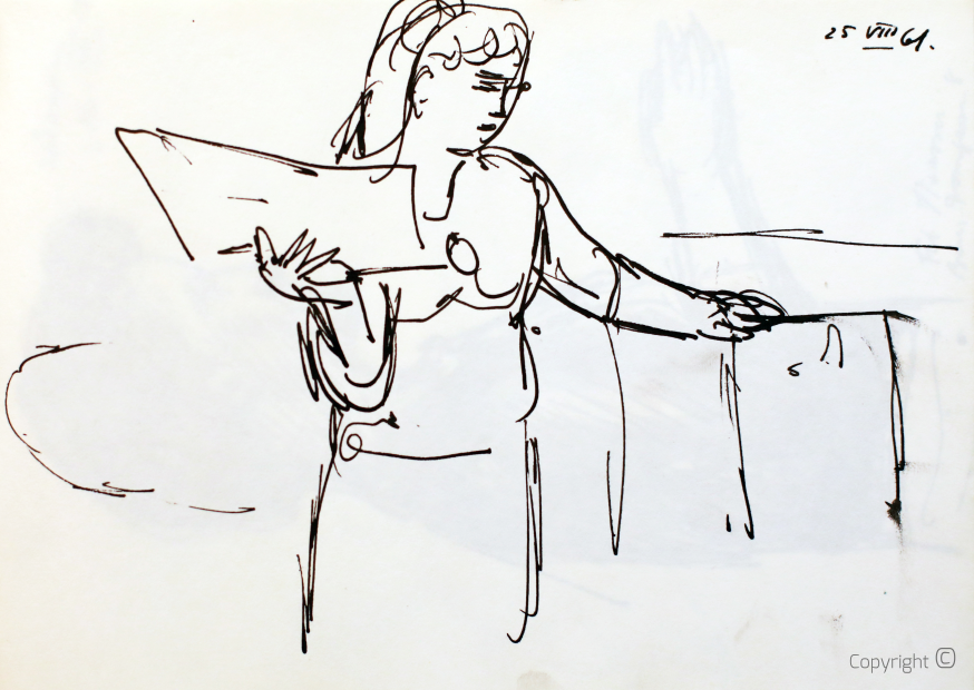 Erwin Bowien (1899-1972) - Bettina Heinen-Ayech presenting her paintings, 1961