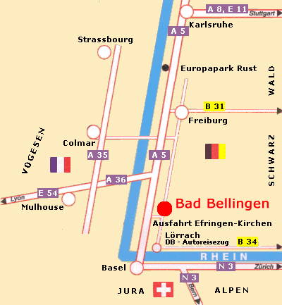 Bad Bellingen. Schnell erreichbr über die Autobahn A5. Nahe Basel und französische Grenze