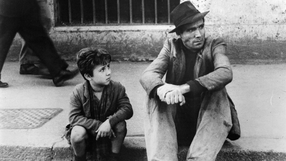 Enzo Staiola & Lamberto Maggiorani in Bicycle Thieves