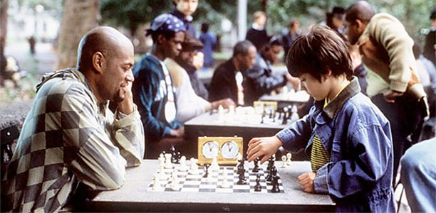 Laurence Fishburne & Max Pomeranc in Searching for Bobby Fischer