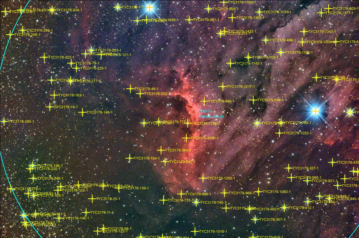 IC 5070 Pelikannebel mit Objekt Benennung