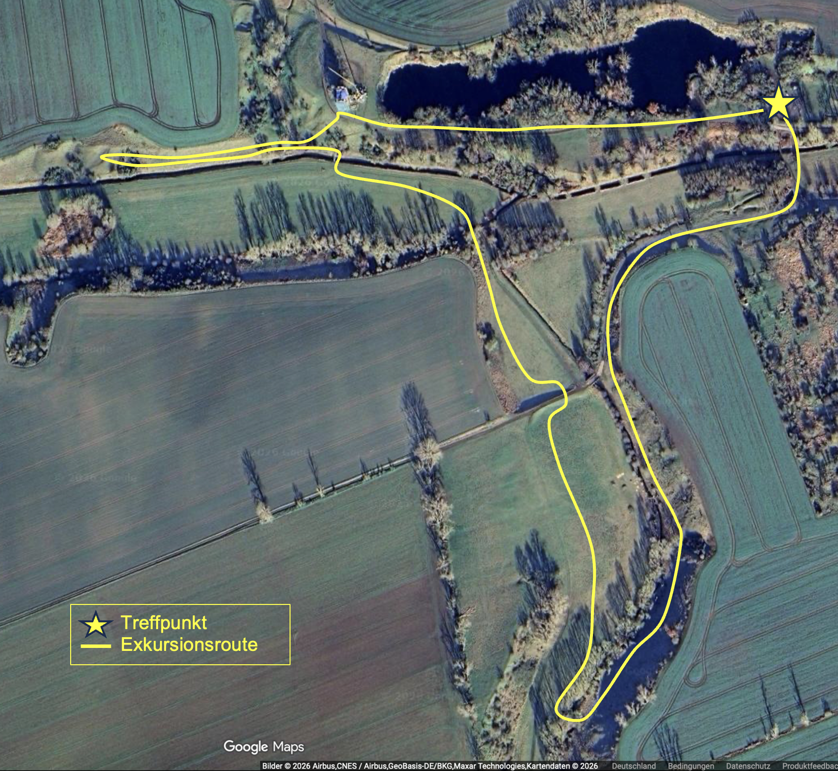 Exkursionsgebiet; © Google Maps, bearbeitet von Michael Wetzel