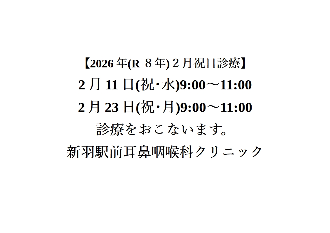 【2026年(R８年)２月祝日診療】