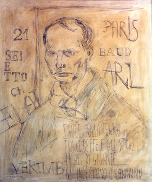10. "Charles Baudelaire". 1991, disegno ad inchiostro su cartone, 55x45. Coll. Forlai