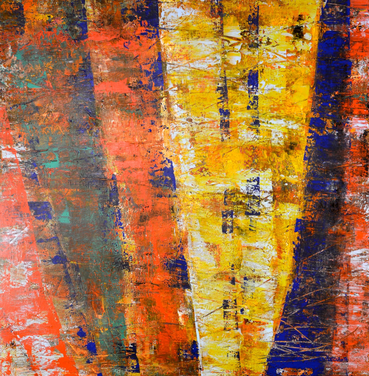 Wald abstract 2; Öl, Acryl auf Leinwand; 100/100cm 2019