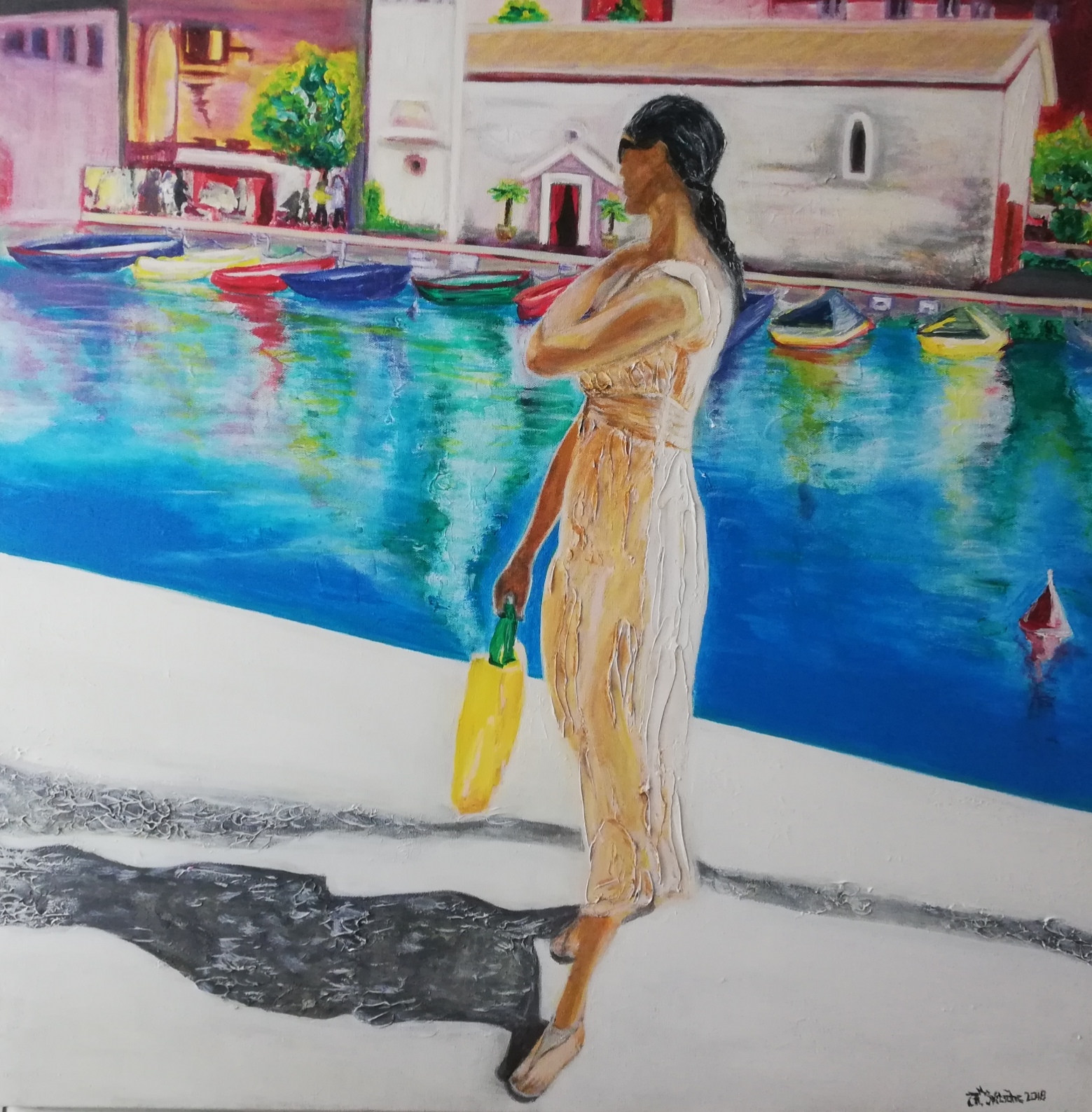 La vie est belle, Acryl auf Leinwand, Mixed Media 80/80cm, 2018