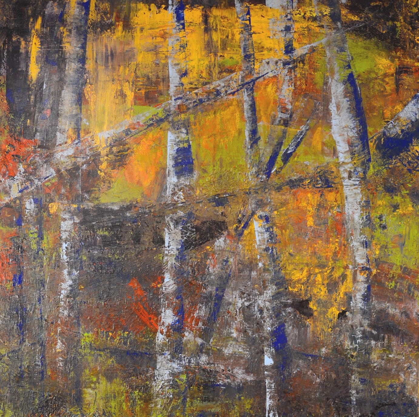 Wald abstract 4; Öl, Acryl auf Leinwand; 100/100cm 2019