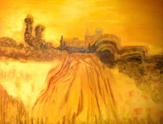 Abenddämmerung,Öl auf Leinwand, Mixed Media, 120/120cm, 2006