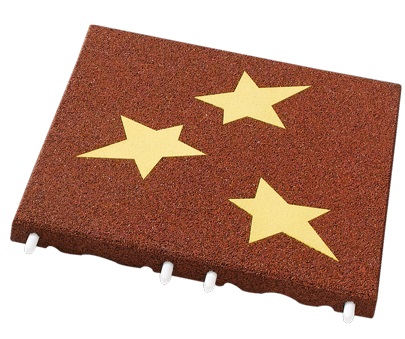 EUROFLEX® Fallschutzplatte, Farbe: Rot - Aufdruck in gelb "Sterne".