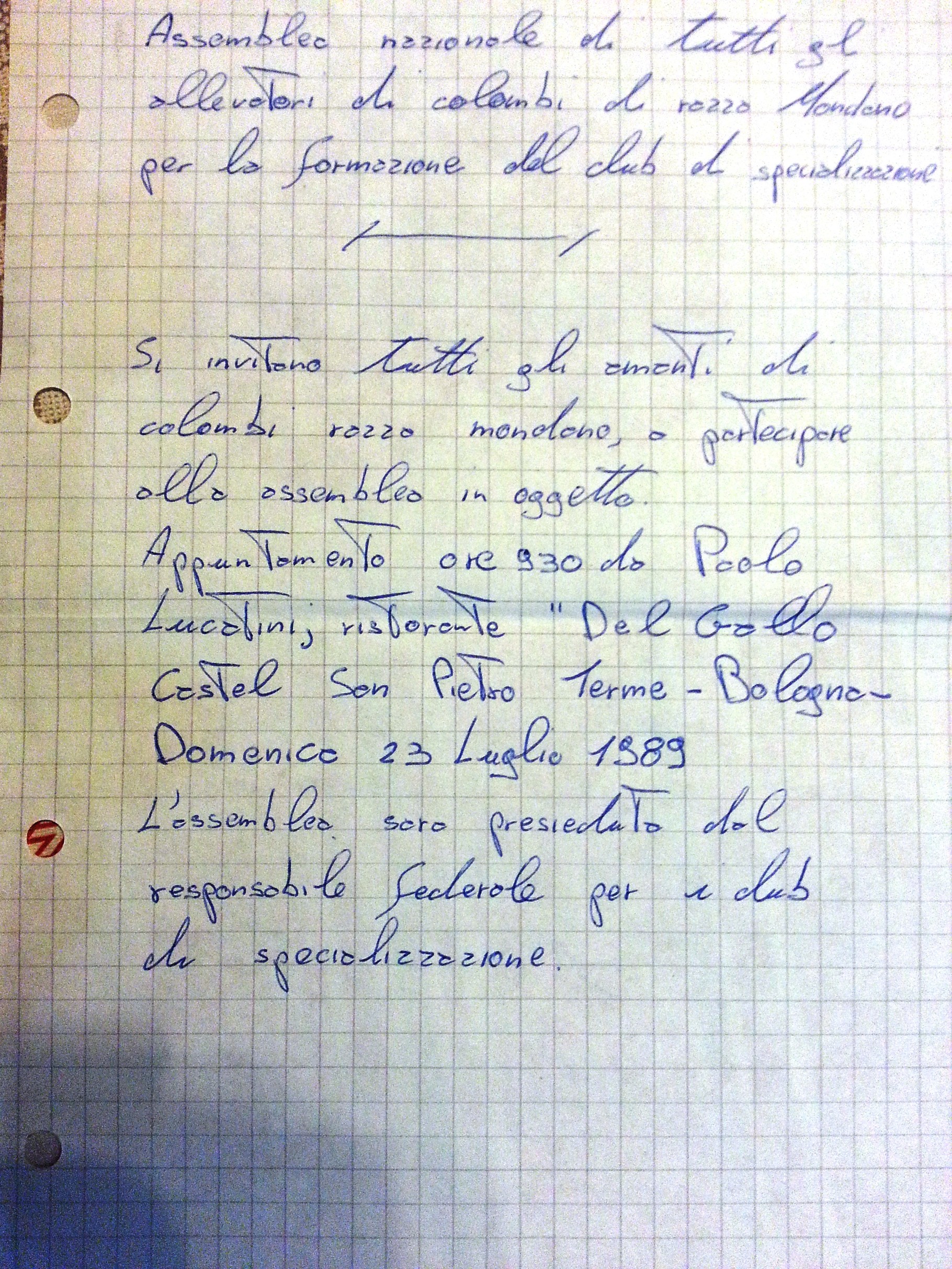 La prima lettera di convocazione degli allevatori italiani per la ...