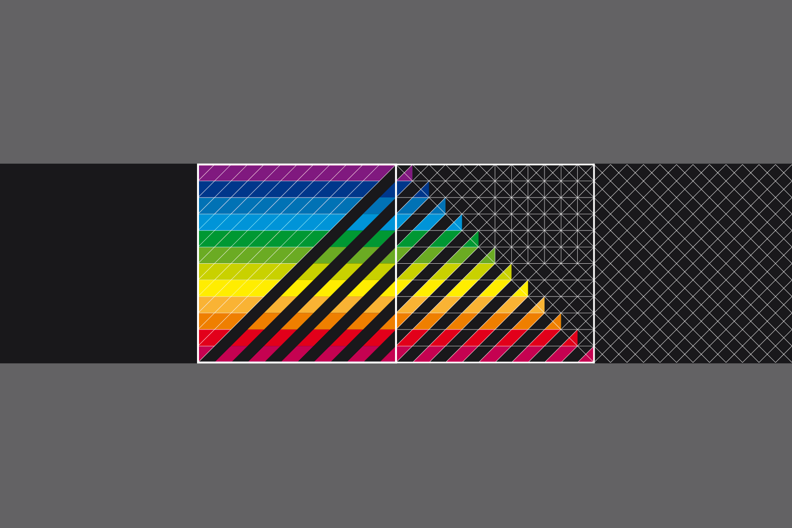 Aufbau: 12-farbiges Quadrat diagonal in 24 Segmente geschnitten und auseinandergelegt