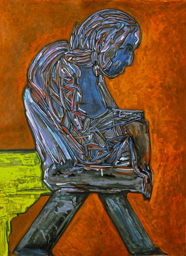 Kitch hen 2018 by Kopotama. Acrylic on paper 24x32cm.Chairs, and tables to makes things stable.   https://kopotama.jimdo.com  https://steemit.com/@tama-jay https://www.minds.com/kopotama