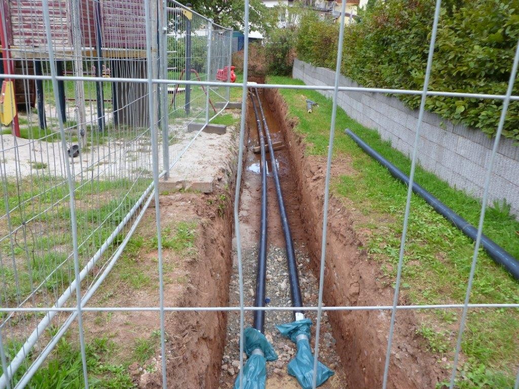 Fürth, Neubaugebiet, Spielplatz, Tiefbau mit Rohrverlegung  