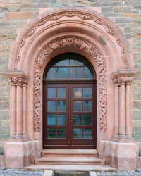 Plauen, Melanchthonstraße 5 / 7, Eingangsbereich mit Stufenportal