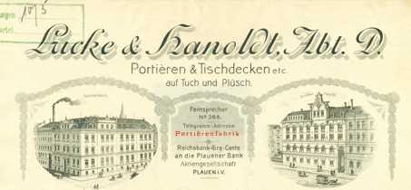 Briefkopf der Fa. Lucke & Hanold, 1910