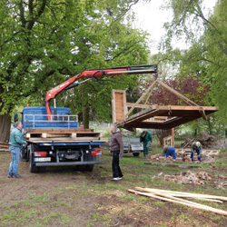 Plauen, Am Preiselpöhl 2A, Abbau des Pavillons in Mühltroff