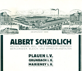 Plauen, Friedensstraße 56, Anzeige der Fa. Albert Schädlich, 1926