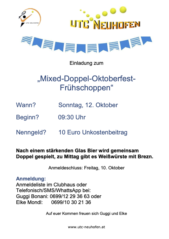 Mixed-Doppel-Oktoberfest-Frühschoppen 2025