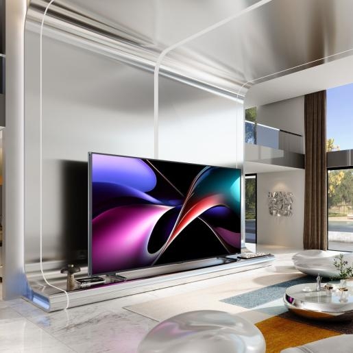 ハイセンスが116型に続いて投入した100型RGBミニLEDテレビ（写真＝ハイセンス）