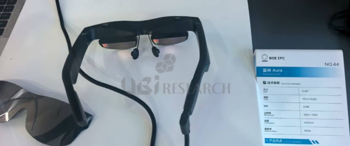 BOE IPCで展示された0.49インチ4496ppi Micro OLED（OLEDoS）ARグラス（出典：BOE）