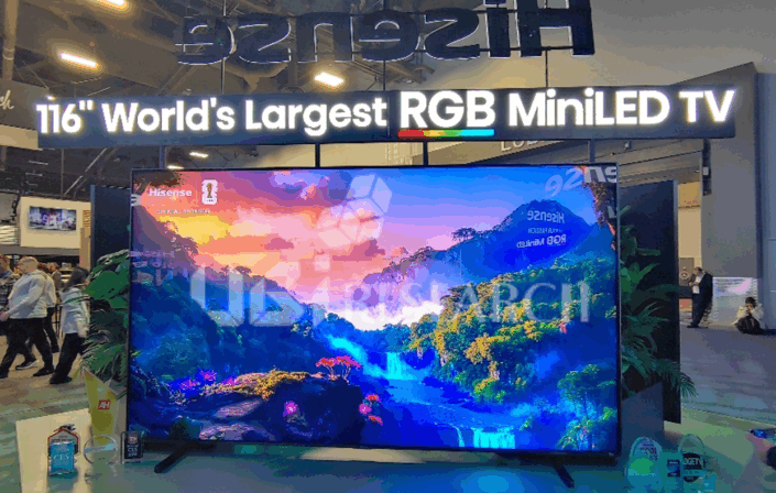 RGB＋Cyan構造により色制御精度を高めたハイセンスの116インチフラッグシップRGB Mini LED TV（出典：Hisense）