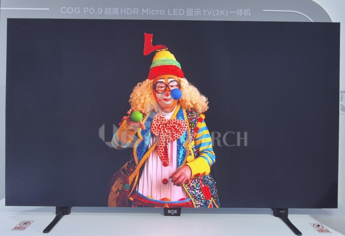 ICDT 2026で展示されたBOEの81インチ(2K, P0.9)マイクロLED TV(出典：UBIリサーチ)