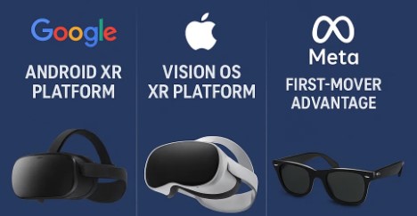 Google・Apple・MetaのXRプラットフォーム競争（soraで作成）