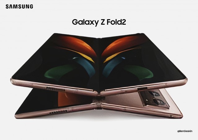 「Galaxy Z Fold2」の公式広報イメージと推定される写真、Source:twitter.com/ishanagarwal24