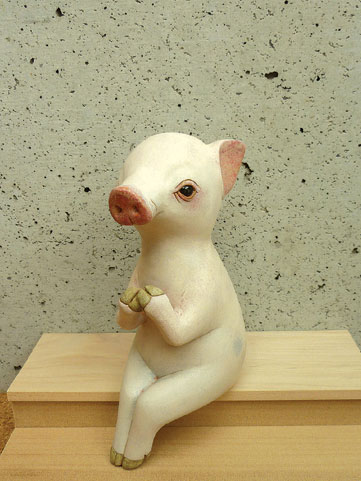 あまやどり　2012　桐塑　アクリル着彩