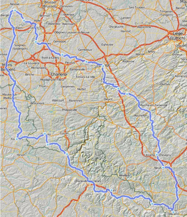 Parcours mooi uitgestippeld langs Chimay, Orval en Rochefort. Verschillende dagafstanden zijn mogelijk  