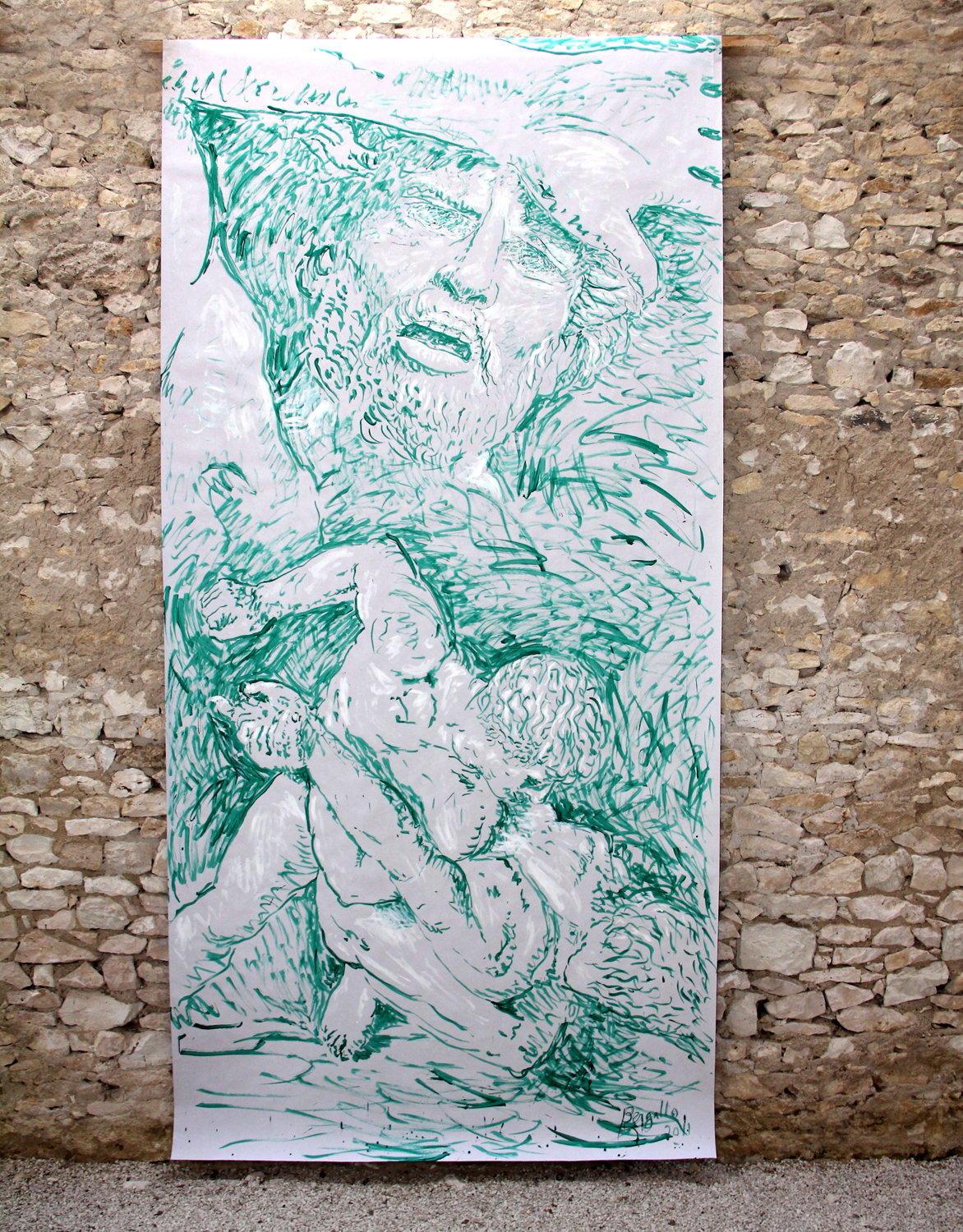 HERCULE ET DIOMÈDE, acrylique sur papier, 4.50 m x 2.20 m, 2011
