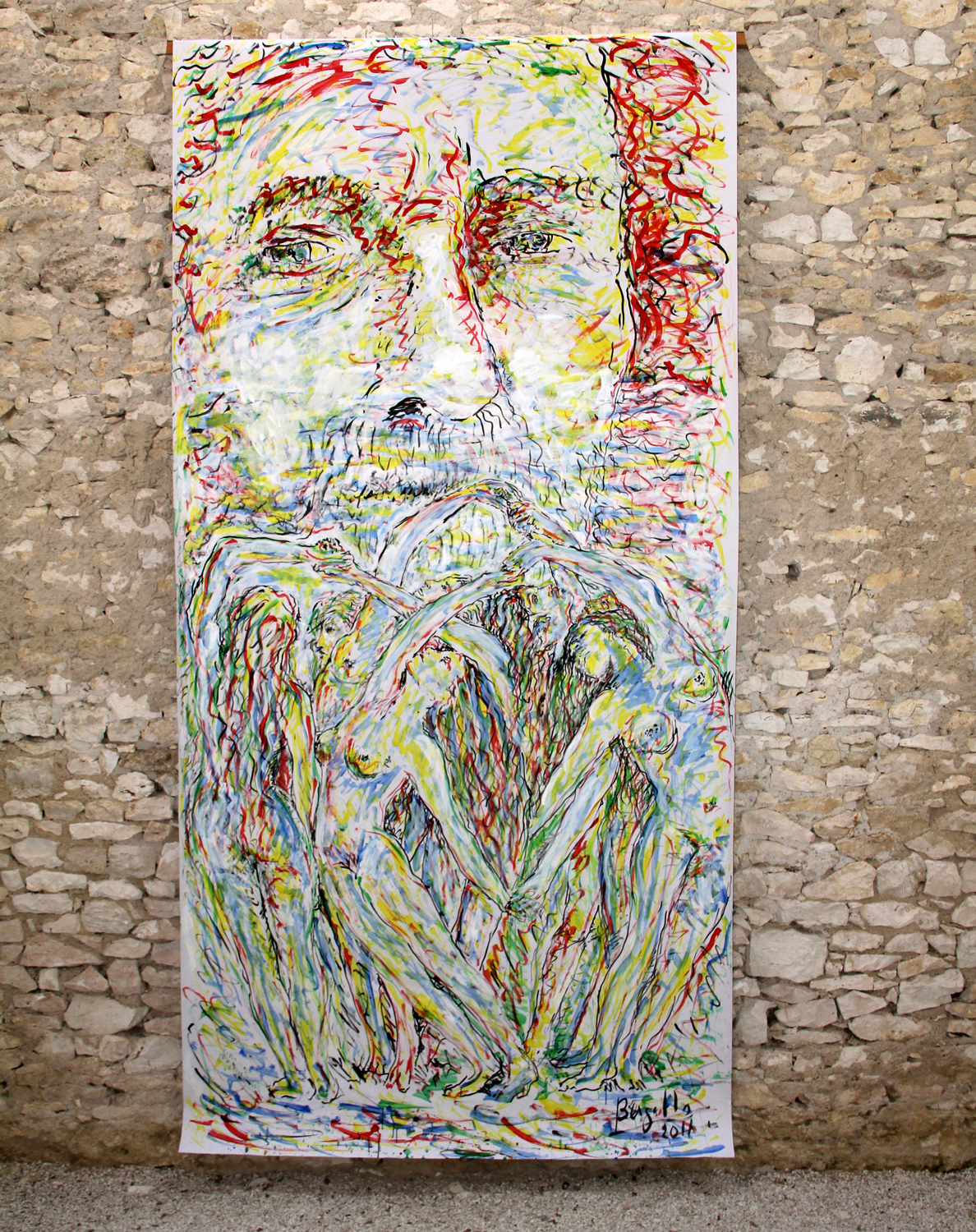 LES NAÏADES, acrylique sur papier, 4.50 m x 2.20 m, 2011