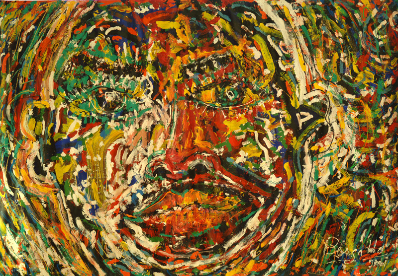 Portrait de la Folie, acrylique sur toile, 3m10 x 2m20, 2001