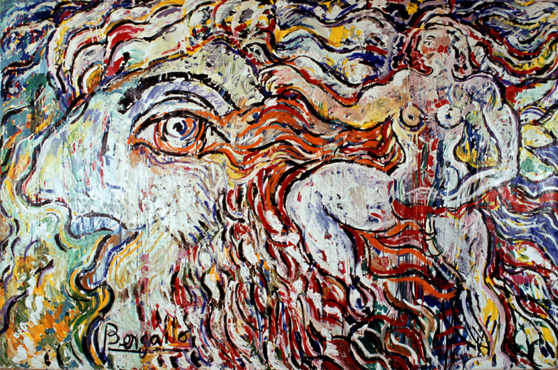 Le tremblement , acrylique sur toile, 3m60 x 2m, 1984