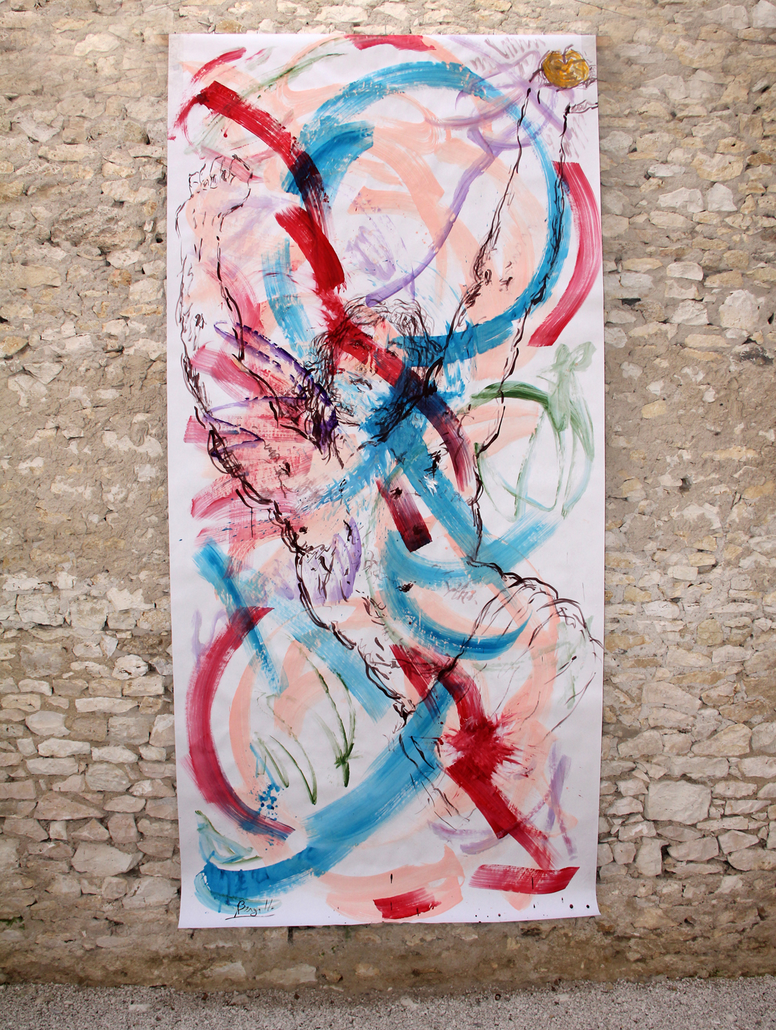 LA POMME D'OR, acrylique sur papier, 4.50 m x 2.20 m, 2011