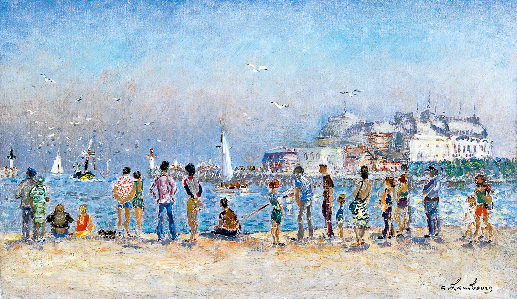 «Beau temps sur l’avant-port, Deauville» 1976, 27cmx46cm, POR38